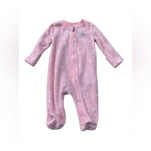 Nike Size 3 Months Pink Fleece Zip Sleeper Footie Pajamas